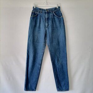 Vintage Lee Womens Blue Medium Wash High Rise Denim Baggy Skinny Jeans Size 14